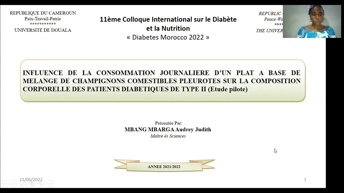 Influence de la consommation journalière d’un plat à base de mélange de champignons pleurotes sur la composition corporelle des patients diabétiques de type 2.